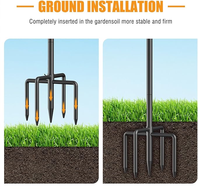 Relx Bird Feeder Pole - Adjustable Double Shepherds Hooks for Bird Feeder with 5 Prong Base - 76 Inch Heavy Duty Shepherds Hooks for Outdoor for Outside for Hanging Garden Plant,Solar Light Lanterns