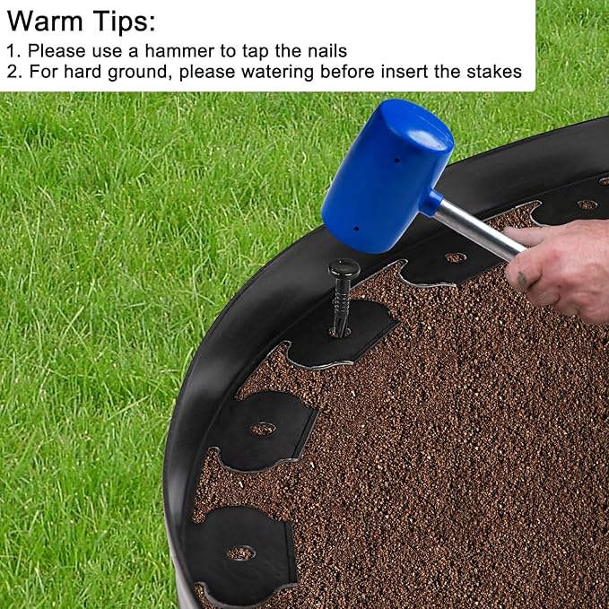 JERIA 2 Inch Tall 33 FT Garden Edging Kit with 45pcs Spikes, Plastic Edging for Landscaping