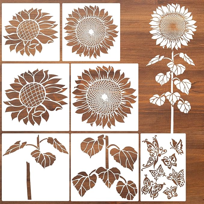 Large Flower Stencils for Painting Sunflower Stencils for Walls 14” Floral Stencil Templates for Garden Fence Wood Furniture Fabrics
