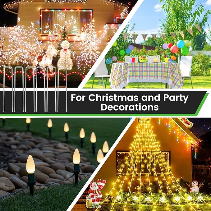 60 Pack 6 Inch Landscape Staples 11 Gauge Heavy Duty Galvanized Garden Stakes, U-Shaped Ground Pins for Weed Barrier Fabric, Drip Irrigation Tubing, Sod, Lawn & Christmas Outdoor Decorations