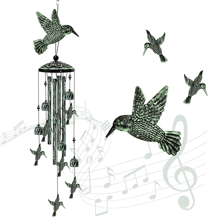35" Hummingbird Wind Chimes for Outside, Hummingbird Wind Chimes Gifts for Mother's Day, Garden Decor for Outdoor Porch Patio Home Yard Decorations﻿
