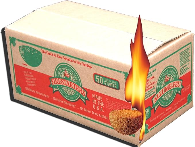 Lightning Nuggets N50VBOX Firestarters Box of Fire-Starting Nuggets, 50 Count,Tan