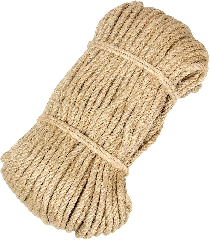 Jute Twine String - 328ft 8mm Eco-Friendly Heavy-Duty Rope for Crafts,Construction & Packaging | Natural Fiber Cord for Garden Tying,Bundling & DIY Decor