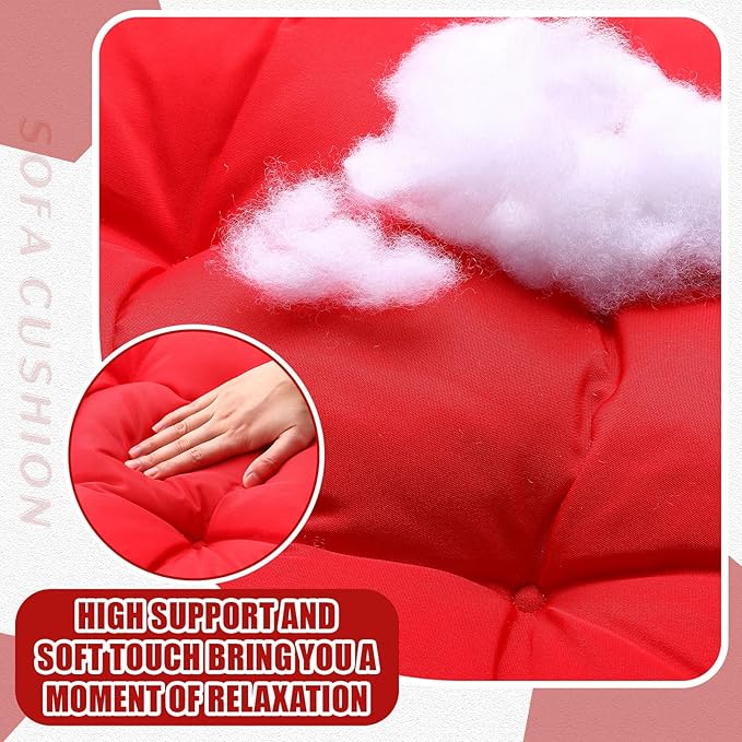 Barydat 3 Pack Wicker Furniture Cushions Waterproof Outdoor/Indoor Tufted Wicker Chair Cushions 1 Loveseat and 2 U-Shape Rattan Chairs for Patio Furniture, Rattan Love Seat, Bench(Red)