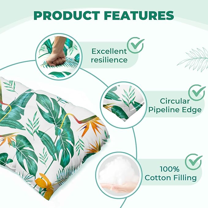 Wicker Chair Cushions of 5 Pieces, Waterproof Outdoor Loveseat Cushion for Wicker Furniture, 1 Love Seat Cushion, 2 U-Shape and 2 Lumbar Pillows for Patio Furniture (Yellow Leaf)