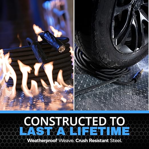 Hydrosteel 50 Ft Garden Hose, 304 Stainless Steel Metal Water Hose 50Ft, Ultra Durable Flexible Lightweight Crush Resistant Fittings Kink & Tangle Free 5/8” Inner Diameter, 500 PSI AS SEEN ON TV