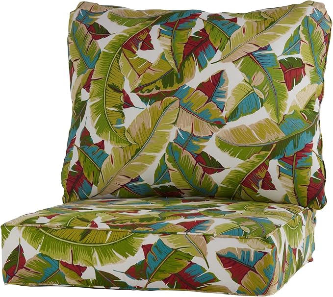 Greendale Home Fashions Outdoor Reversible 2-Piece Deep Seat Cushion Set, Tropical Multi