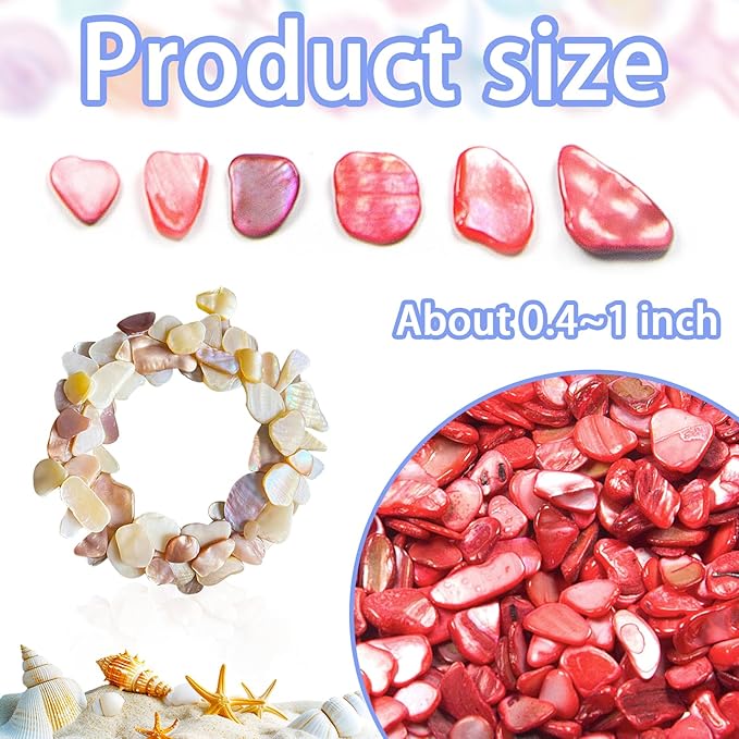 Red Crushed Shells for Crafts, Small Natural Crushed Seashells Pieces Chips, Dyed Mosaic Sea Shell Fragments for Resin Art, DIY Vase, Table Scatter, Weddings Party, Home Decoration 14.5 oz