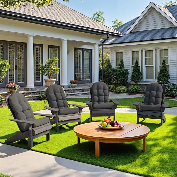Adirondack Chair Cushion, Rocking Chair Cushions, High Back Patio Cushions, Thickened Weather Resistant Patio Cushion with 6 Ties, Non Slip Fade & Waterproof