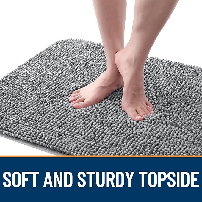OLANLY Dog Door Mat for Muddy Paws 32x20, Absorbs Moisture and Dirt, Absorbent Non-Slip Washable Doormat, Quick Dry Chenille Mud Mat for Dogs, Entry Indoor Entryway Carpet for Inside Floor, Grey