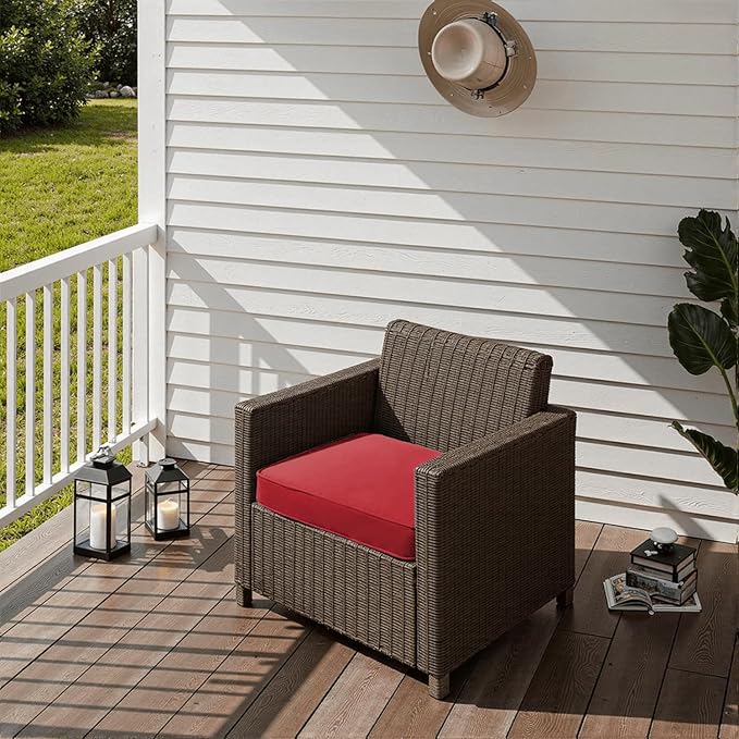 Outdoor Chair Cushions 20 x 20 x 3 Inch, Waterproof & Fade Resistant Patio Seat Cushion for Furniture with Handle and Ties, Thick Seating Pads for Outside Sofa Couch Set of 2, Red