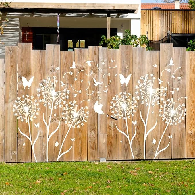 Large Flower Stencils for Painting Flower Stencils for Walls 14” Floral Stencil Dandelion Buterfly Templates for Garden Fence Wood Furniture Fabrics