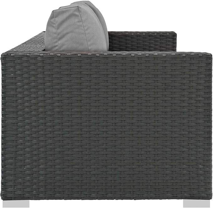 Modway EEI-1860 Sojourn Wicker Rattan Outdoor Patio Sunbrella Fabric Sofa in Canvas Gray