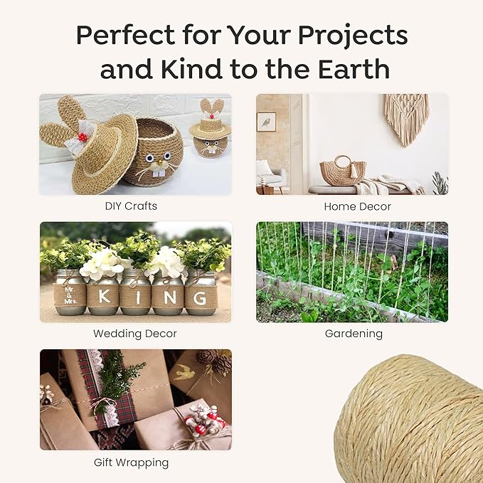 Premium Brazilian Sisal Twine, Natural Fiber 100% Sisal, Heavy-Duty, Ultra Durable, Ideal for DIY Projects, Home Decor, Gardening, Crafting, Gifting, Wrapping (1050 ft / 320 m Coil)