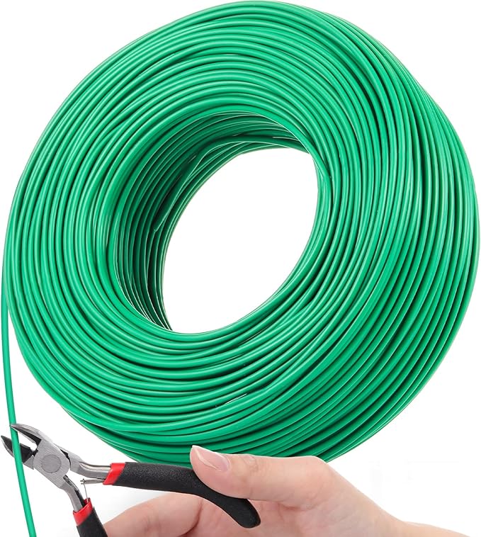 Zhengmy 500Ft/153m Green Garden Wire, Sturdy Plant Ties with Wire Cutter, Twist Garden Ties Gardening Supplies 2.5 mm Diameter for Supporting Climbing Plants Office Organization and Decoration Binding