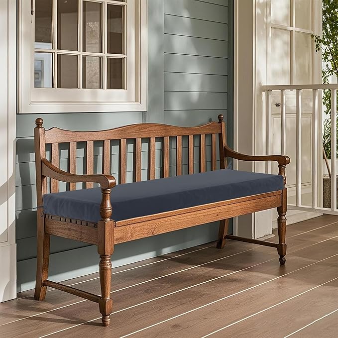 Outdoor Bench Cushion Waterproof 42"x18" – Fade-Resistant Patio Furniture Cushion with Ties for Porch Swing, Loveseat, or Indoor Bench Replacement, Dark Grey