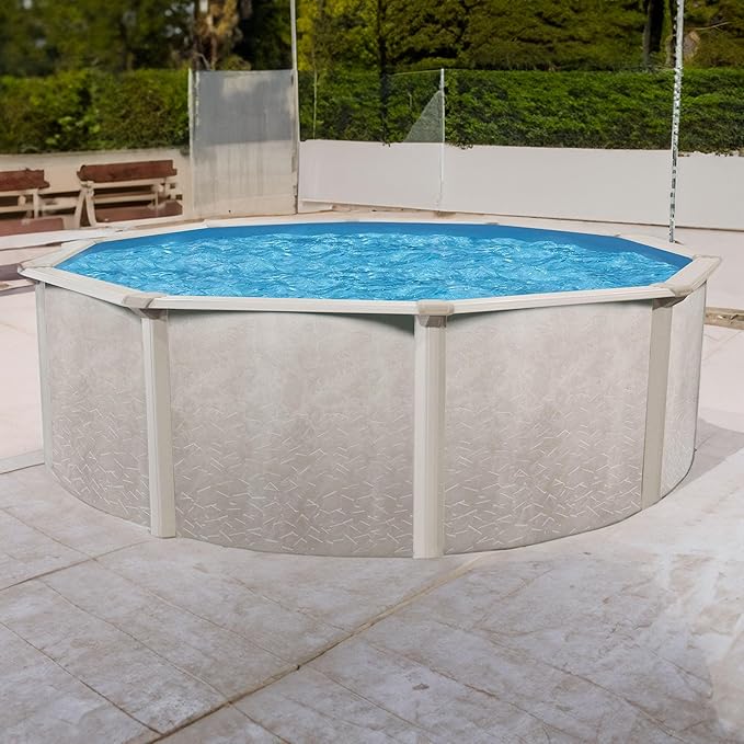Aquarian Phoenix Round Above Ground Swimming Pool Kit, 18' x 52" - Includes Ladder, Sand Filter Pump, Thru-Wall Skimmer, Liner & Leaf Net, Steel Frame w/Galvanized Walls, Outdoor or Backyard Setup