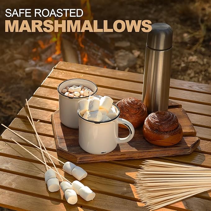 Suclain 500 Pcs Marshmallow Roasting Sticks 17.5" Long 5mm Thick, Smores Sticks Bamboo Skewers BBQ Grilling Barbecue Roasting Camping for Outdoor Fire Pits Campfires