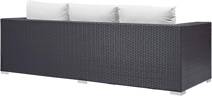 Modway Convene Wicker Rattan Outdoor Patio Sofa in Espresso White