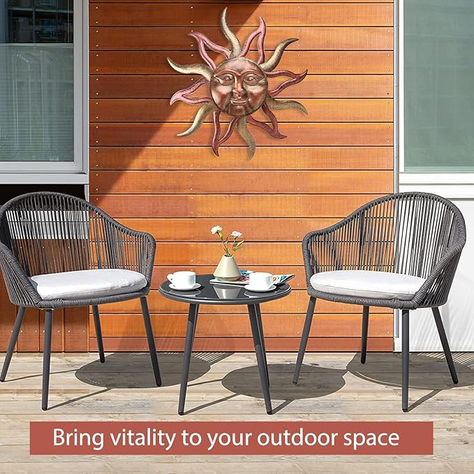 Large Outdoor Wall Decor Rust Proof, Sun Face Metal Wall Art Decor Hanging for Indoor Outdoor, Patio, Fence, Garden(26 Inch)