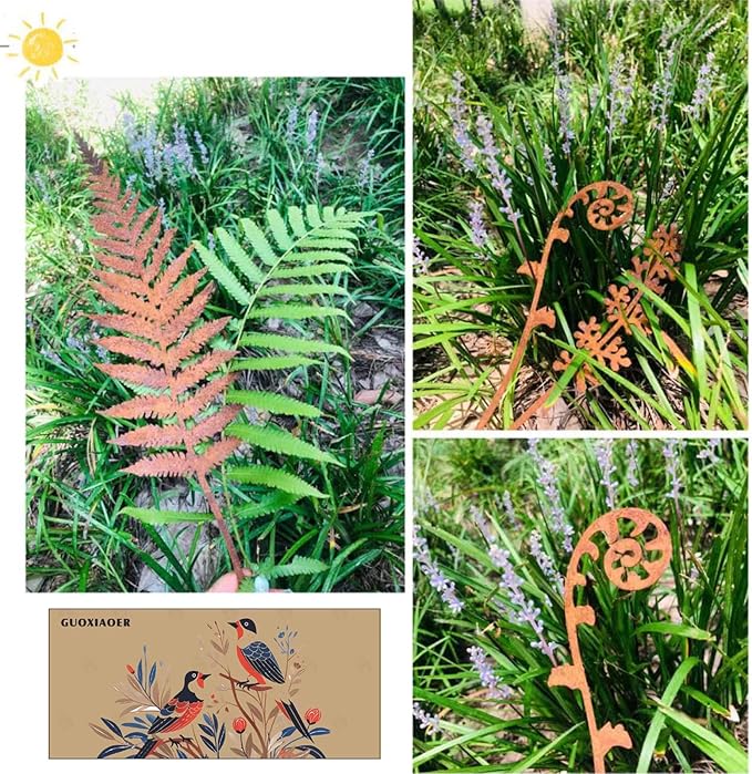 5Pcs Garden Decor Metal Flowers for Outside,Garden Stakes Decorative,Flower Bed Decor Plant Stakes,Garden Statues Outdoor Clearance,Metal Yard Art Outdoor,Plant Decorations for Pots