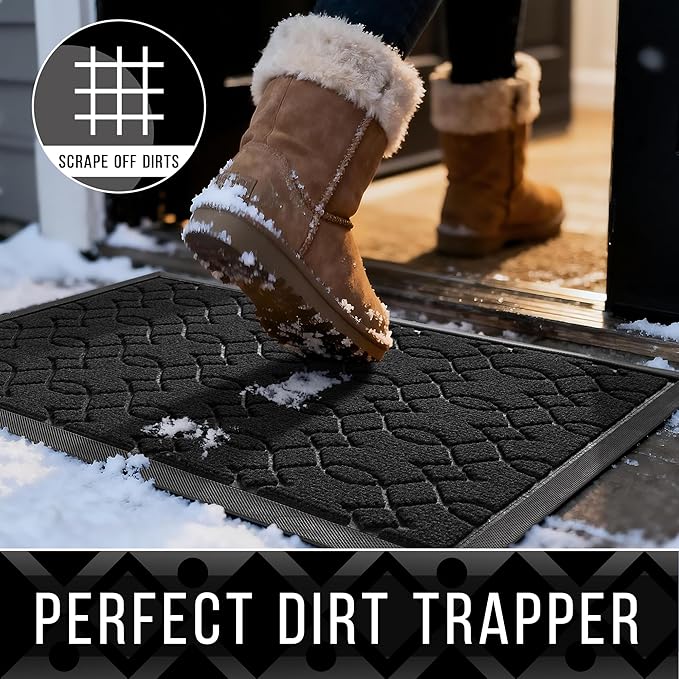 Yimobra Extra Large Door Mat 60x36, All-Season Waterproof Doormat Outdoor Entrance, Heavy Duty Non-Slip Outside Door Mat for Garage Patio Proch Entryway Indoor, Easy Clean, Black