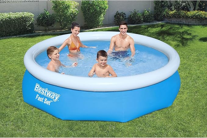 Bestway 57269E Fast Set Up 10ft x 30in Outdoor Round Inflatable Above Ground Swimming Pool Set with 330 GPH Filter Pump, Blue