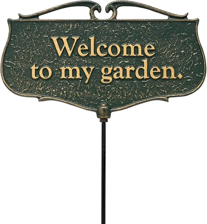 Whitehall 10042 "Cast Aluminum Welcome to My Garden Decorative Sign,Green