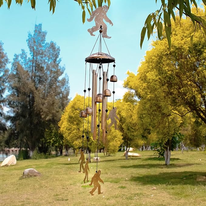 Bigfoot Wind Chimes for Outside, Metal Windchimes Outdoors, Bigfoot Gifts for Women/Men, Memorial/Birthday Gifts, Garden Decor for Outside, Patio or Yard, Durable Chimes for Outdoors
