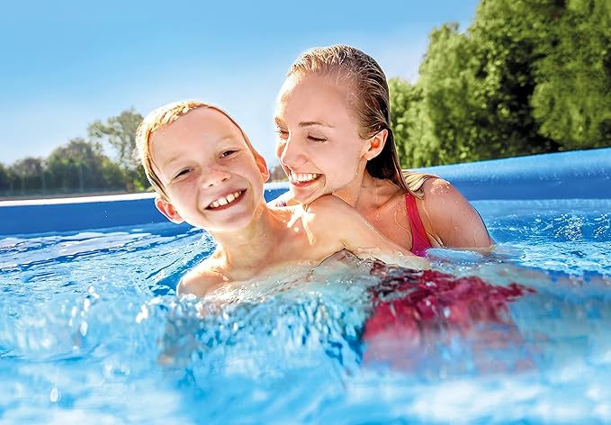 INTEX 28107EH Easy Set Inflatable Swimming Pool Set: 8ft x 24in – Includes 330 GPH Cartridge Filter Pump – Puncture-Resistant Material – 513 Gallon Capacity – 18in Water Depth