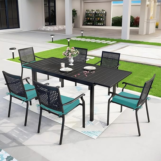 Outdoor Chair Cushion Set of 4, 18.5 x 16 Inch Patio Chair Cushions for Outdoor Furniture, Water Resistant Outdoor Patio Chair Cushions with Non-Slip Ties(Teal)