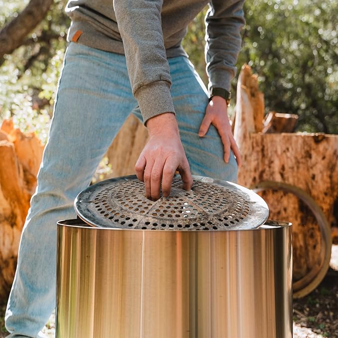 Solo Stove Bonfire 19.5" Smokeless Fire Pit with Removable Ash Pan | Portable Outdoor Fire Pit | Stainless Steel - Wood Burning Lightweight Fireplace | Ideal for 4-6 People, 20 lbs