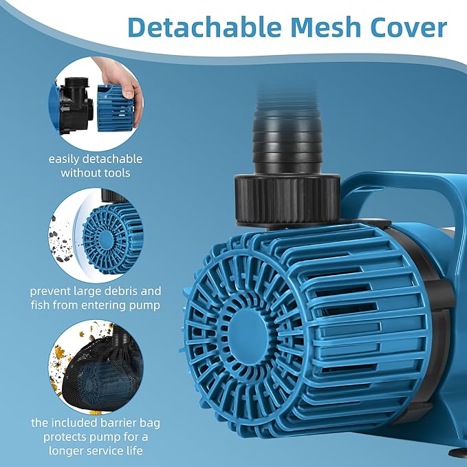3000GPH Submersible Pond Pump for Outdoor Ponds, 180° Adjustable Outlet, 150W Fountain Pump with 20ft Cord & Barrier Bag, Pond Waterfall Pump, Ultra-Quiet Operation, UL listed