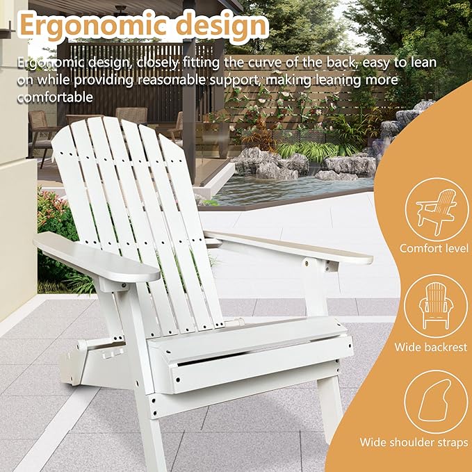 PayLessHere Adirondack Chairs, Weather Resistant Patio Chairs with Pinewood Wooden Textured for Patio Lawn Garden Backyard Deck Pool Beach Fire Pit