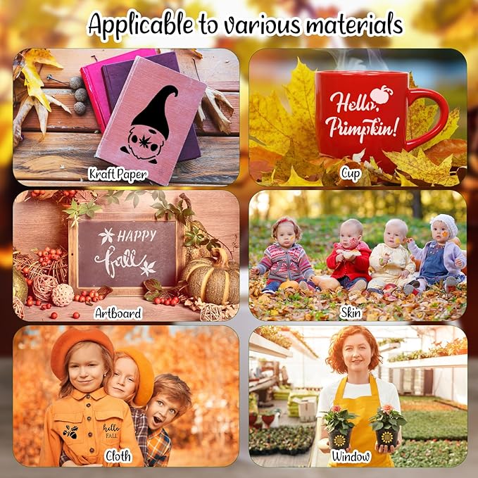 Fainne 100 Pcs 2 Inch Stencils Small Stencils for Painting on Wood Reusable Painting Templates Crafts for DIY Scrapbook, Wood, Wall, Fabric, Rock, Chalkboard, Sign(Maple, Pumpkin)