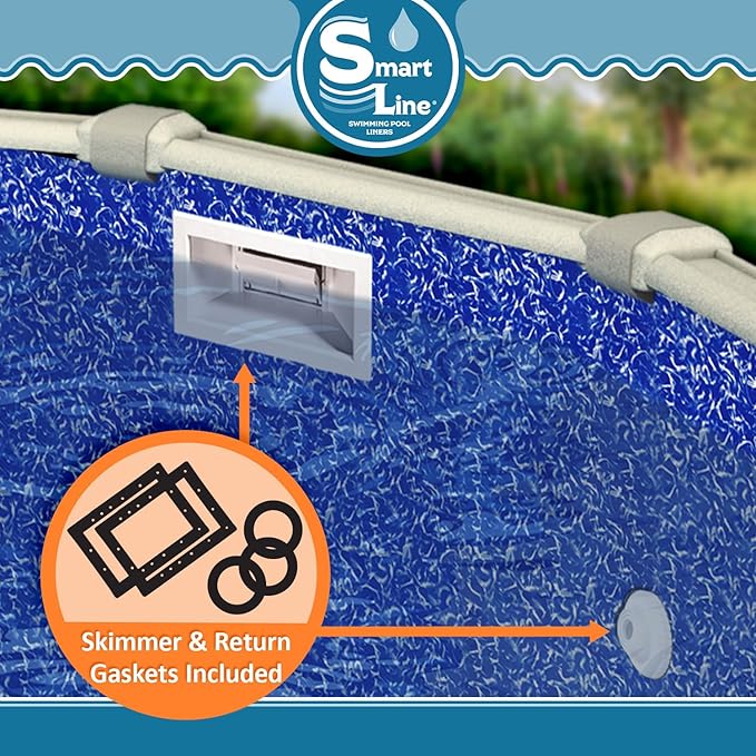Smartline 24 ft Round Swimming Pool Liner | Sunlight | Overlap Style | 48-52 Inch Wall Height | 25 Gauge Heavy Duty Virgin Vinyl | Designed for Steel Sided Above Ground Pools