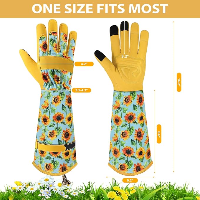 Trifabricy Gardening Gloves for Women - Long Garden Gloves with Grip Breathable, Thorn-Proof Puncture-Resistant Work Gloves