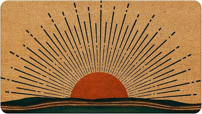 Nogrit Boho Coir Doormat for Entrance, Front Door Mats, Welcome Mat, Indoor/Outdoor, 17x30 (Sun and Ocean)