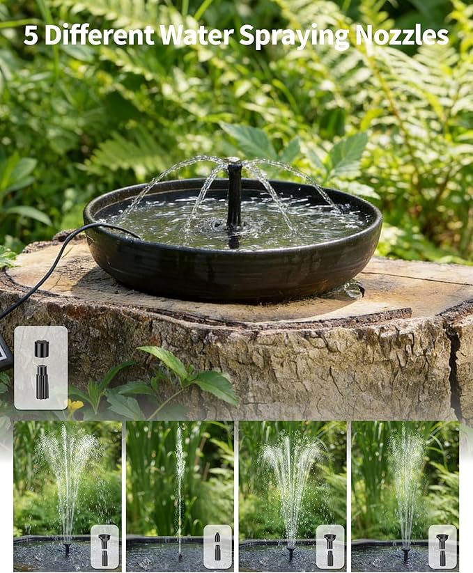 POPOSOAP 4W Solar Fountain Pump with Filter Box, Solar Powered Water Pump Kit with Fountain Nozzles & PVC Tubing for Bird Bath, Garden, Outdoor Fish Tank & Backyard Decor P3035