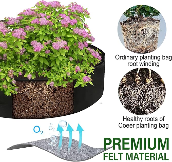2-Pack 50 Gallon Plant Grow Bags, Large Fabric Raised Garden Bed with Handles,Durable Garden Beds Planters Aeration Gardening Container to Grow Vegetables for Outdoor Plants