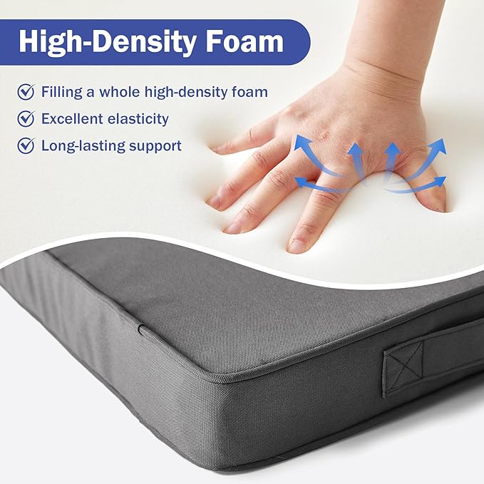 Outdoor Cushions, Outdoor Chair Cushions 22x22x3 Inch, Cushions for Outdoor Furniture with Removable Cover, Waterproof & Fade Resistant Outdoor Seat Cushions for Patio, Lawn, Dark Grey