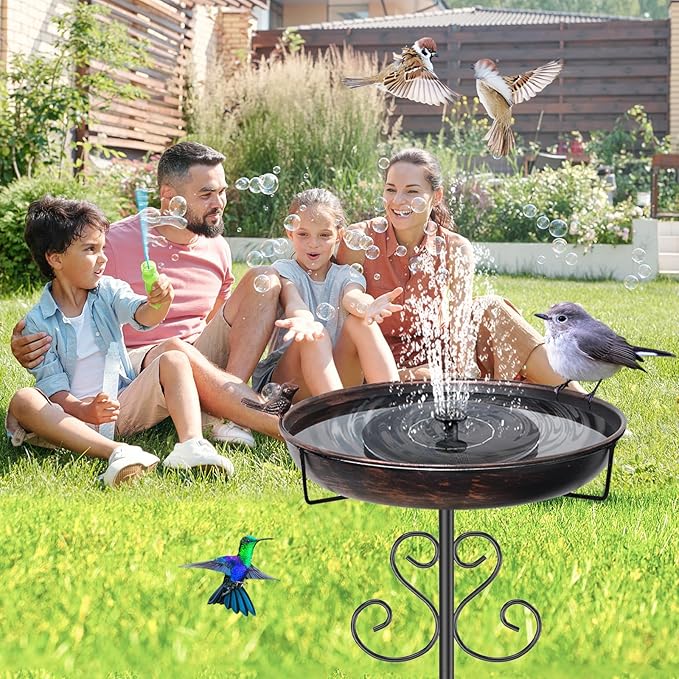 Metal Bird Bath for Outside, 40 Inch Tall Vintage Freestanding Birdbaths Bowl with Bird Statue, Sturdy 5-Pronged Base Birdfeeder for Outdoors Garden Patio Yard Lawn Decor (Vintage Bronze)