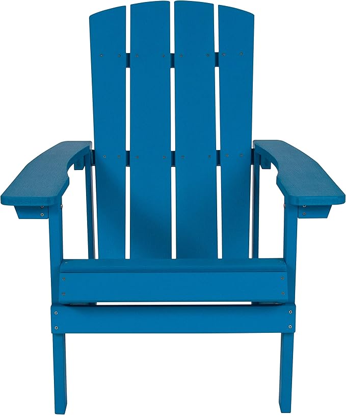 Flash Furniture Charlestown Poly Resin Adirondack Chair - Blue - All Weather - Indoor/Outdoor - Set of 2