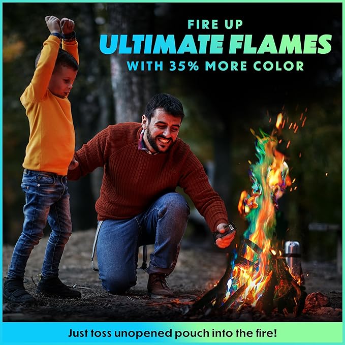 Magical Flames Fire Color Packets (Ultimate 12 Pack), Vibrant Multi-Color Fire for Fire Pits, Campfires, Bonfires & Fireplaces - Camping Essentials & Outdoor Party Accessories