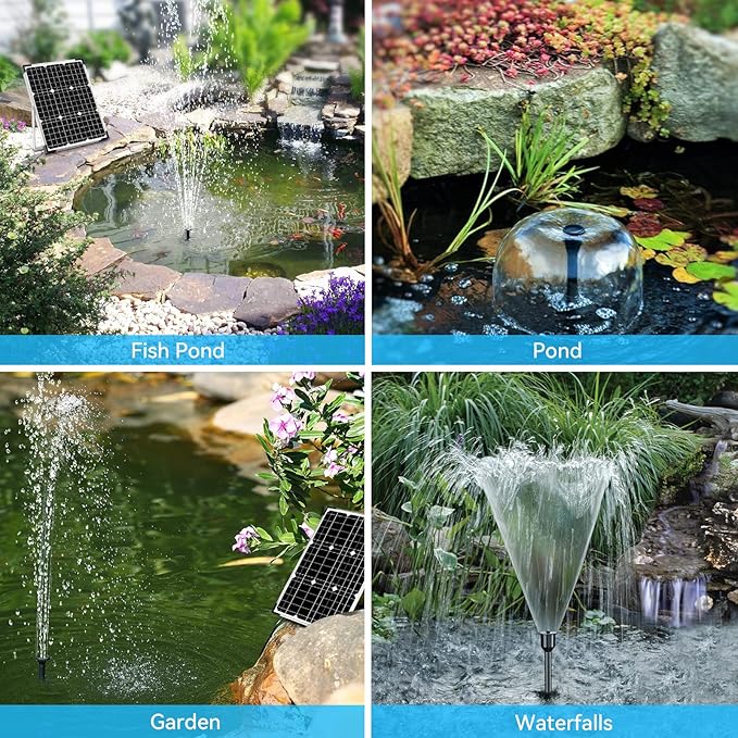 POPOSOAP Solar Water Fountain Pump, 45W Solar Pond Pump Kit with 450GPH Flow Rate, PVC Tubing Solar Powered Water Pumps for Outdoor Fountains, Garden, Ponds, Pools, Fish Tank, Backyard