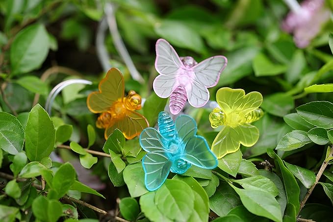 Solar Butterfly String Lights, 16 Ft 32 Warm White LED Outdoor Waterproof Butterfly Fairy String Lights for Garden Yard Outdoor Decorations