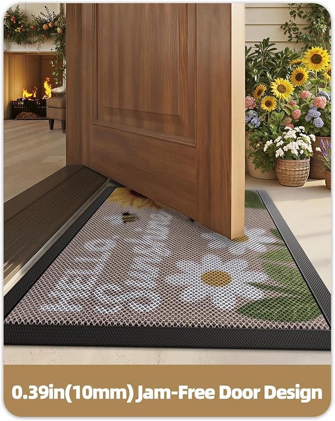 Color&Geometry Outdoor Door Mat, Resilient & Flexible Non-Slip Door Mat 36"x60", Dirt Trapping Waterproof Doormat, Welcome Mat for Porch, Patio & Entryway, Sunny Gold