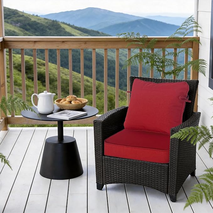 COZYVIDA 19"x19" Outdoor Universal Cushion Set of 1, Patio Cushions with Handles & Ties, Water-Proof Stain-Resistant UV-Resistant 1000+ Hrs,High Resilience Foam with YKK Zippers,Chili-TPU