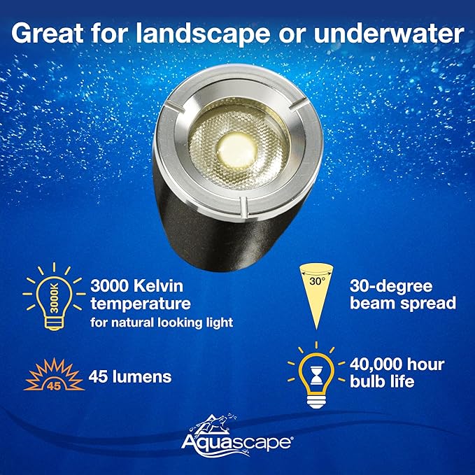 Aquascape Submersible LED Spotlight for Pond, Garden, and Landscape Features, 1 Watt | 84031, Brown