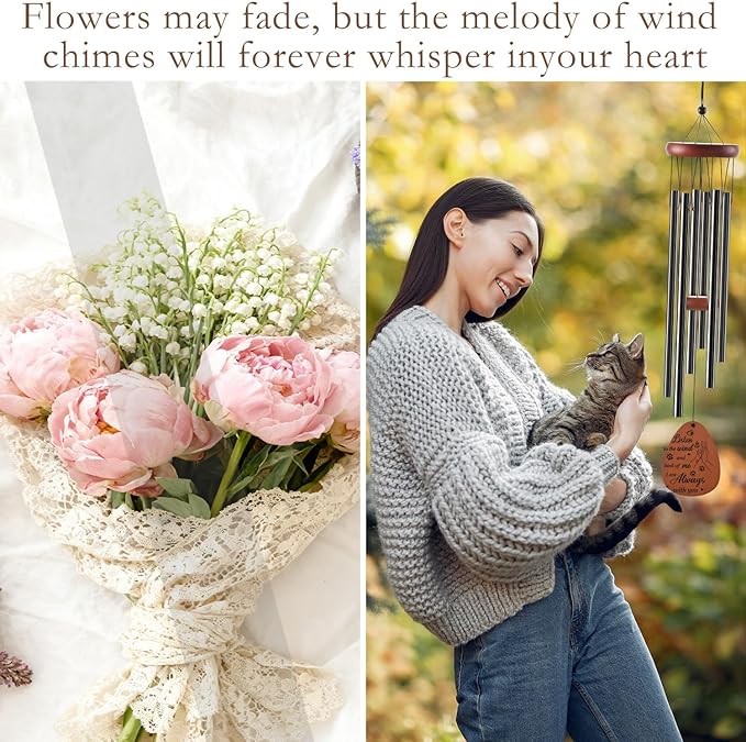 Memorial Gifts for Loss of Cat - Rainbow Bridge Pet Memorial Wind Chimes for Loss of Cats Pet Sympathy Remembrance Gift in Memory of Cat Wind Chimes for Outside Garden Patio Condolence